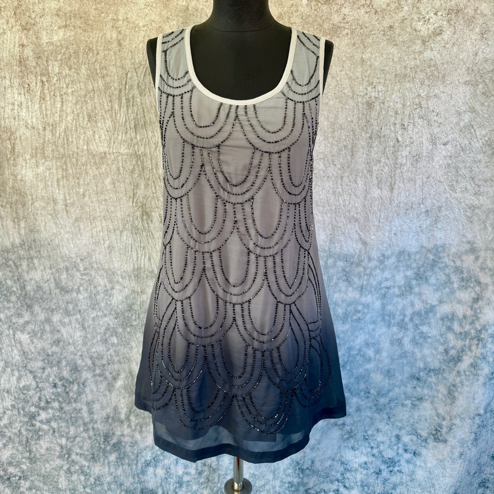 LOGO Grey Tank Dress Beads and Sequins- XS